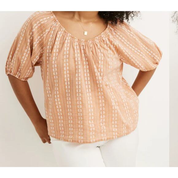 Madewell Peasant Puff Sleeve Boho Floral Stripe Top 100% Cotton Women’s M - Picture 9 of 10